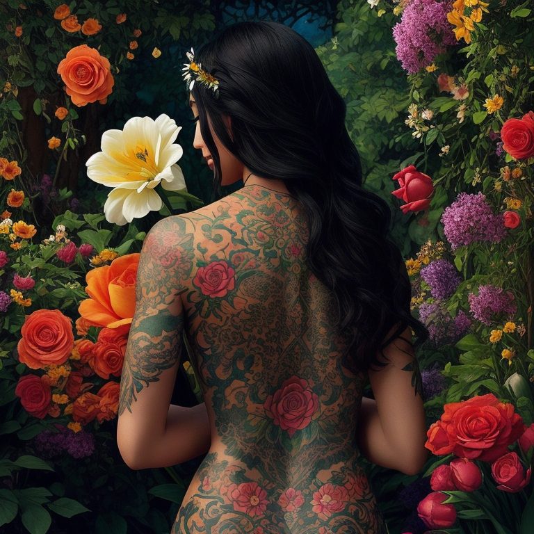 flower back tattoo