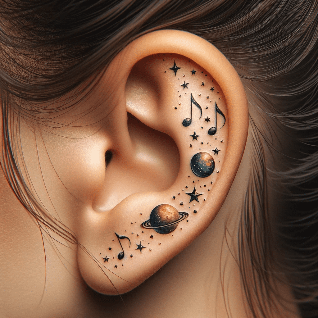 30 Best Music Note Tattoo Behind Ear Designs you Need.