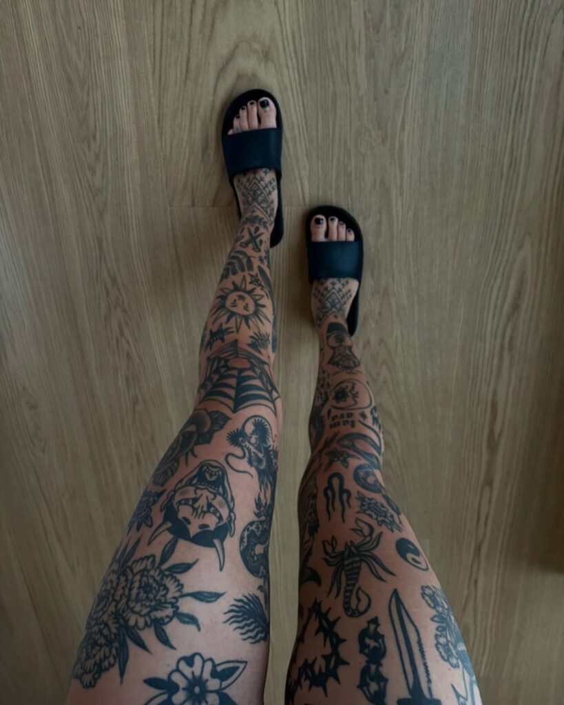 leg patchwork tattoos