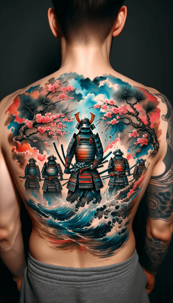 Samurai back tattoo