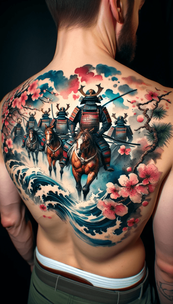 Samurai back tattoo