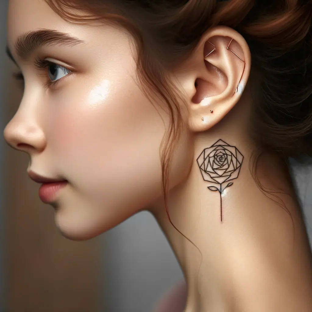 Geometrical Rose tattoo 